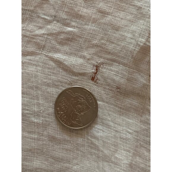 Vintage Linen Tablecloth with Blue Embroidery 35x36 - Picture 6 of 6